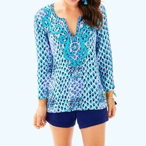 LILLY PULITZER AMELIA ISLAND TUNIC Small Pineapple Sequins Vacation Resortwear